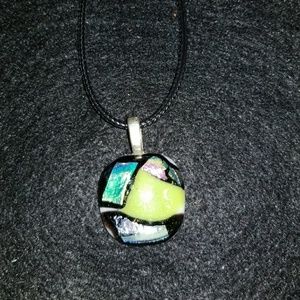 Dychroic glass pendant necklace